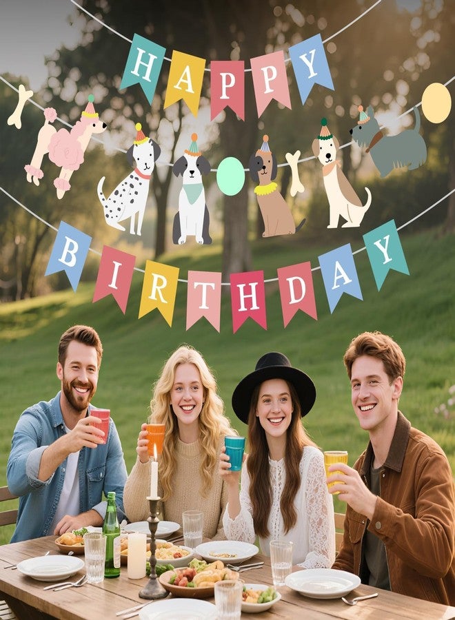 Aufee Dog Themed Happy Birthday Decoration Colorful Dog Party Backup Banner for Dogs 1st 2nd 3rd Birthday Decoration, Animal Themed Party,Livingrom Bedroom Centerpieces Decor - Image 4